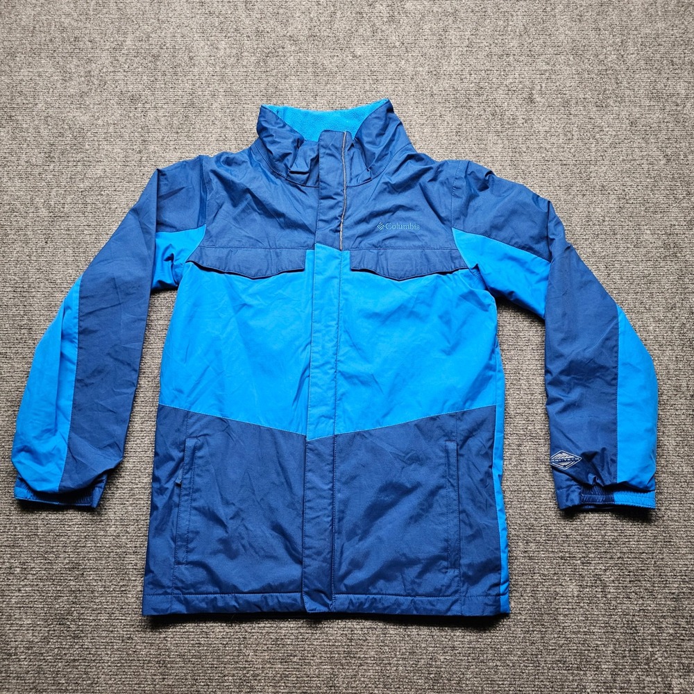 Columbia Omni-Tech Blue Waterproof Jacket Big Bear Alpine Team Boys Youth L